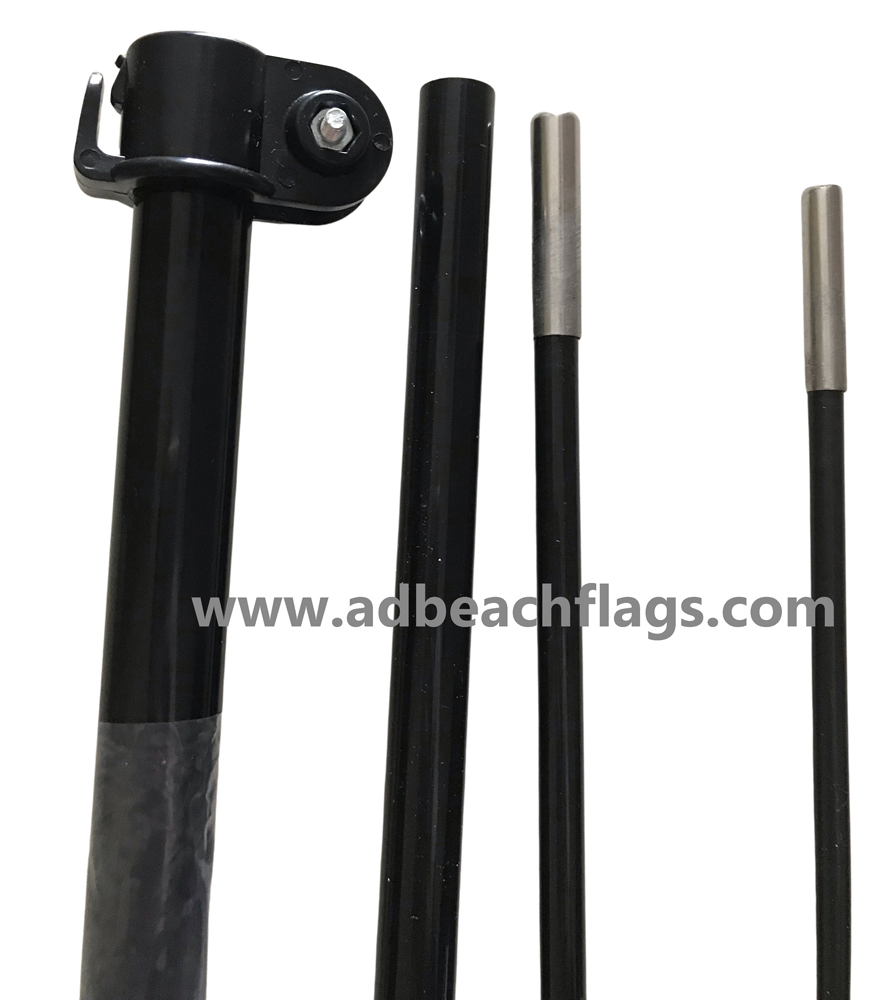 aluminium poles, aluminium poles with flexible fiberglass pole on top, www.adbeachflag.com