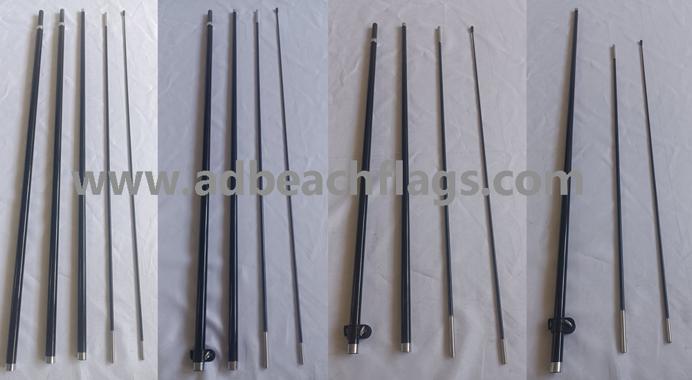 full fiberglass poles with different sizes: 2.9m, 3.4m, 4.5m, 5.6m,