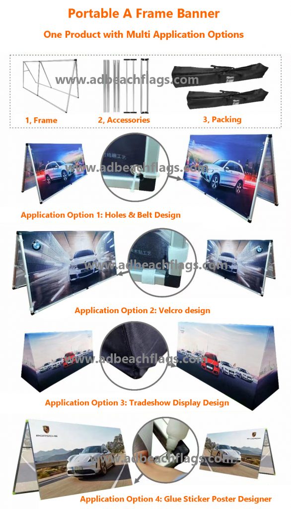 A frame banner designs optionl, A frame banner tradeshow design and velcro design optional