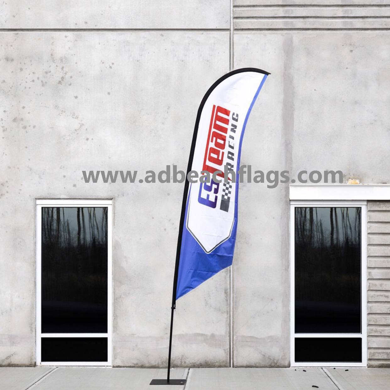 Printed flags along a roadside