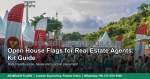 Advertising flags marking a route at an outdoor location